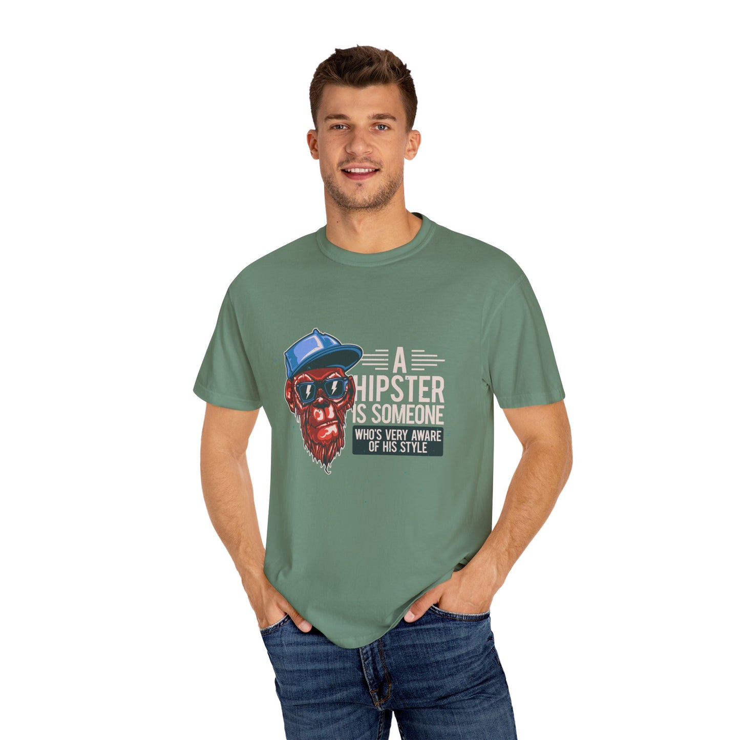 'A Hipster Is Someone Who’s Very Aware of His Style' With Monkey - Unisex T-Shirt