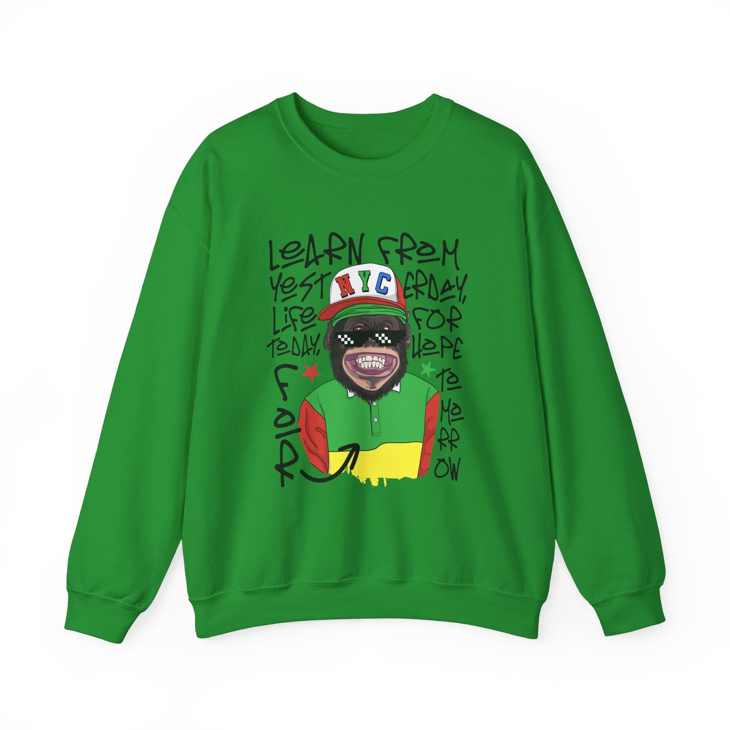 'Learn From Yesterday Life' With Monkey - Unisex Sweatshirt