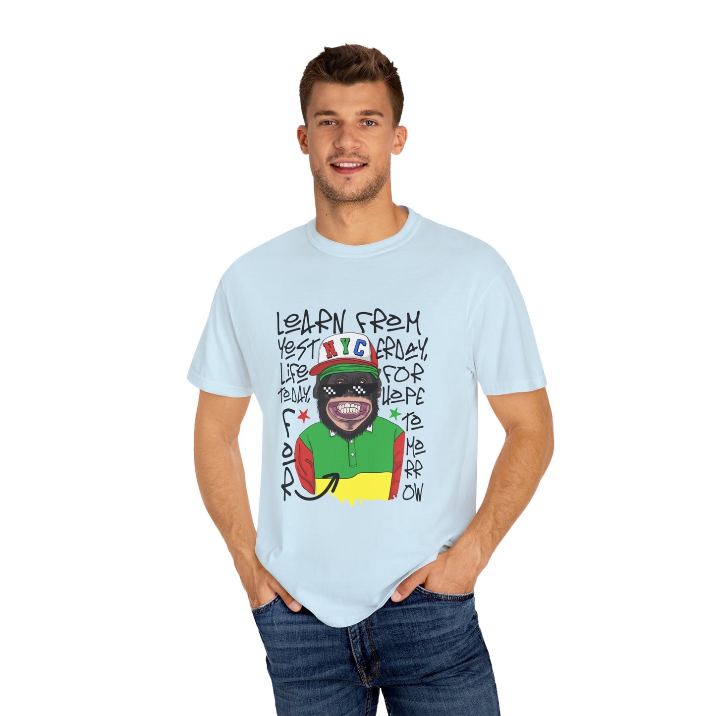 'Learn From Yesterday Life' With Monkey - Unisex T-Shirt