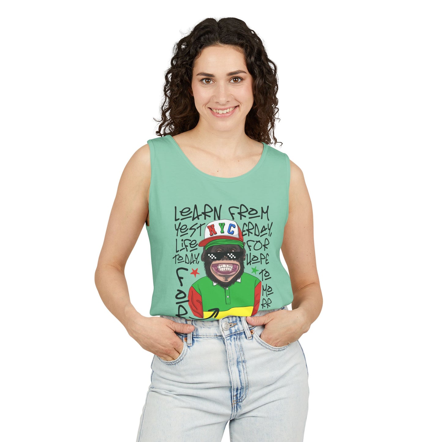 'Learn From Yesterday Life' With Monkey - Unisex  Tank Top
