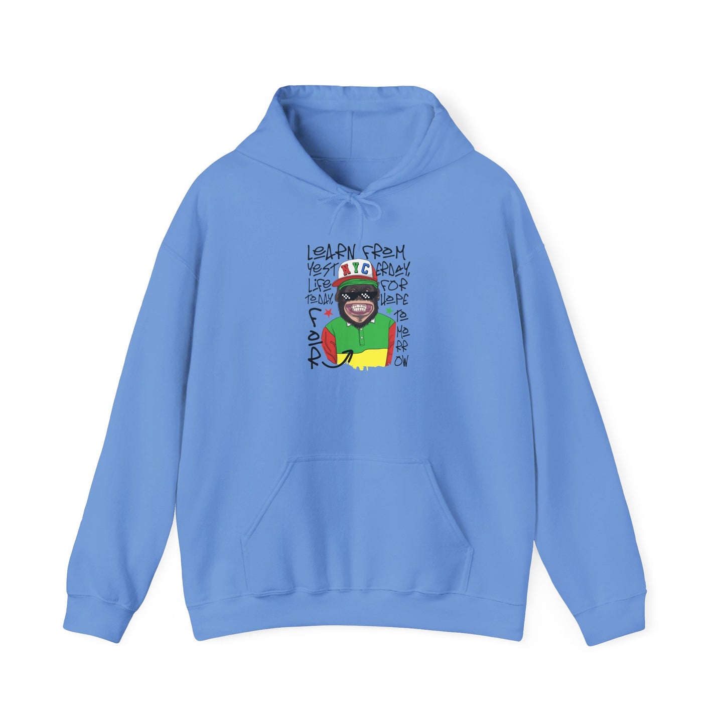 'Learn From Yesterday Life' With Monkey - Unisex Hoodies