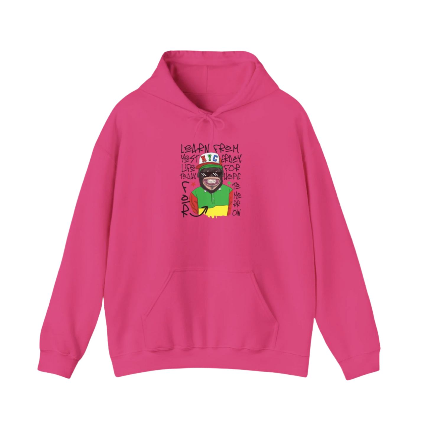 'Learn From Yesterday Life' With Monkey - Unisex Hoodies