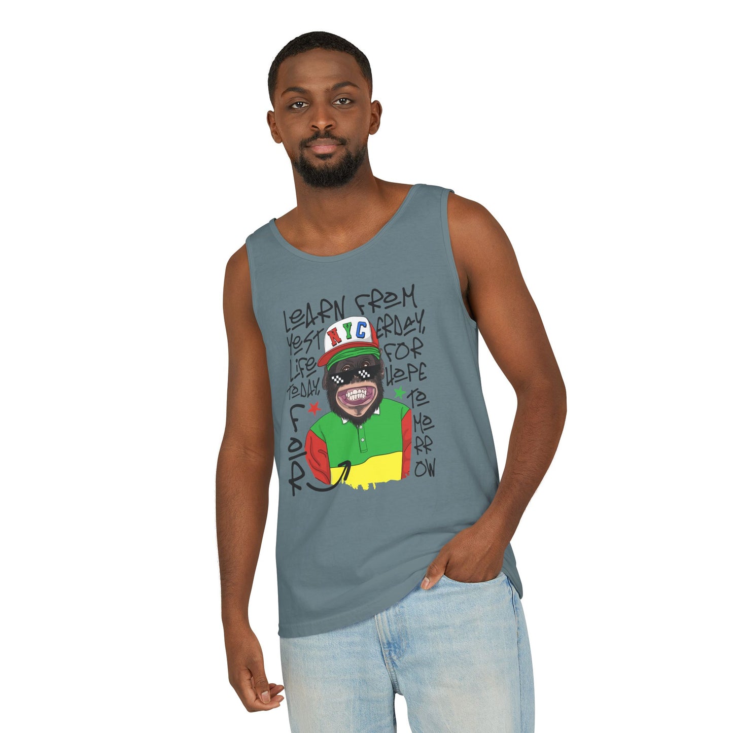 'Learn From Yesterday Life' With Monkey - Unisex  Tank Top