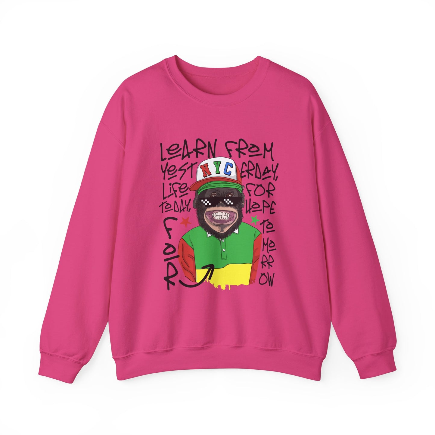 'Learn From Yesterday Life' With Monkey - Unisex Sweatshirt
