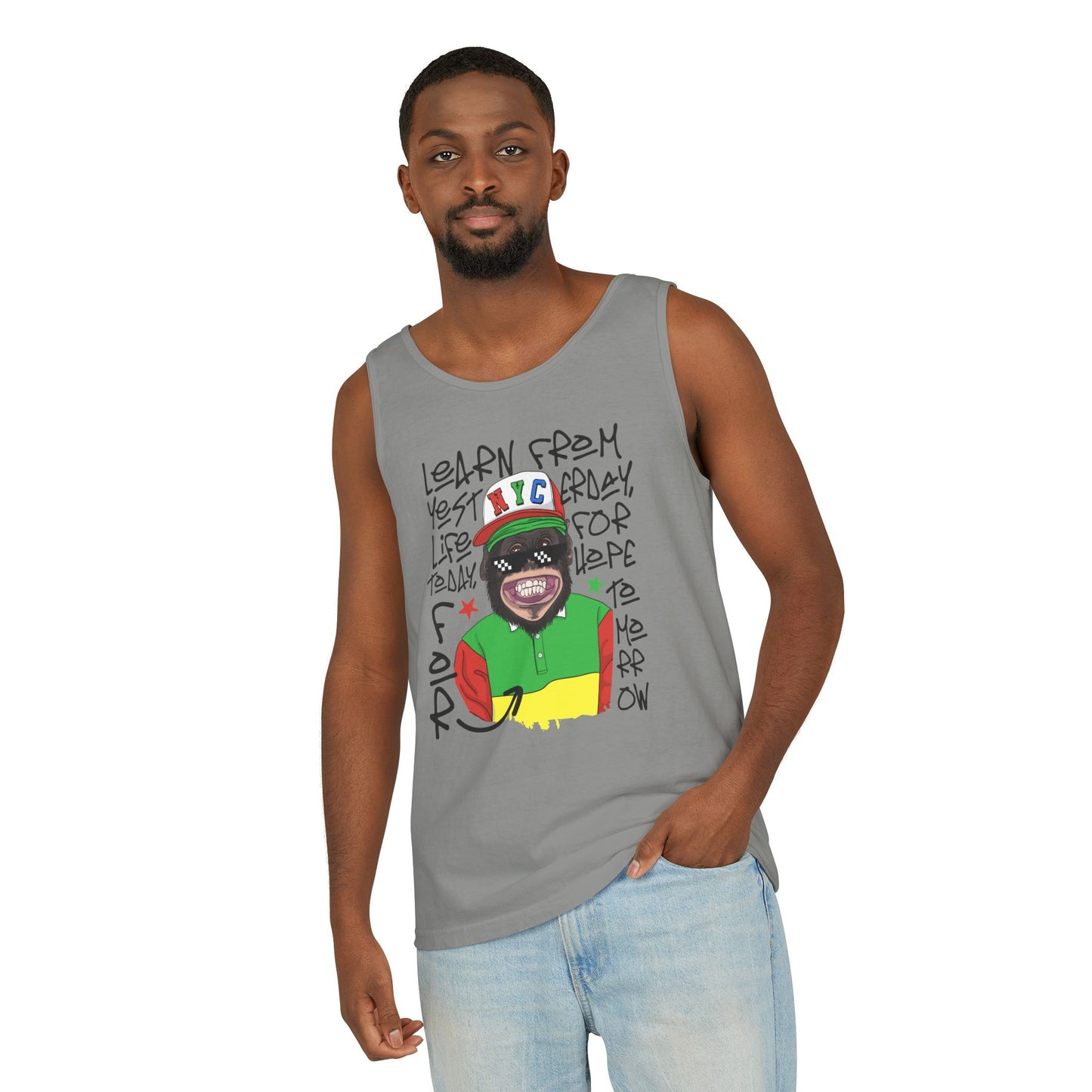 'Learn From Yesterday Life' With Monkey - Unisex  Tank Top
