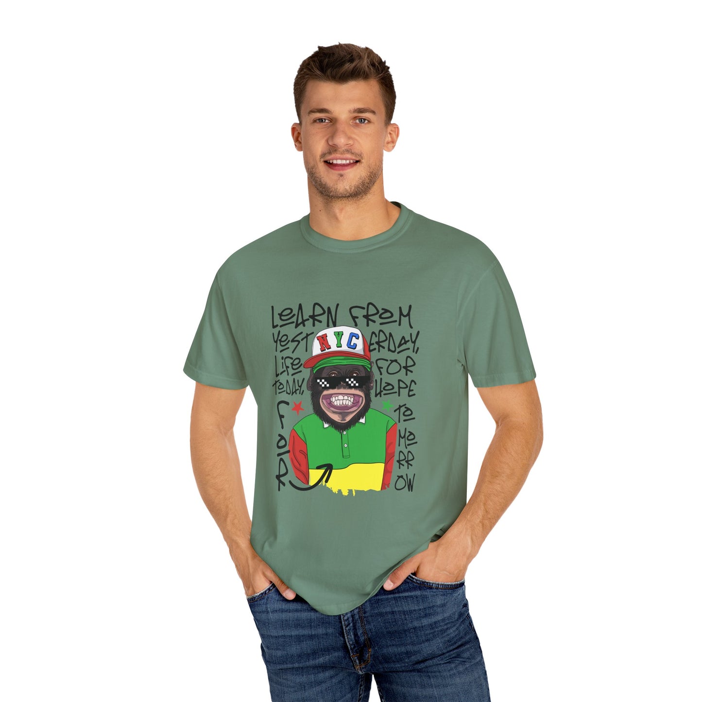 'Learn From Yesterday Life' With Monkey - Unisex T-Shirt