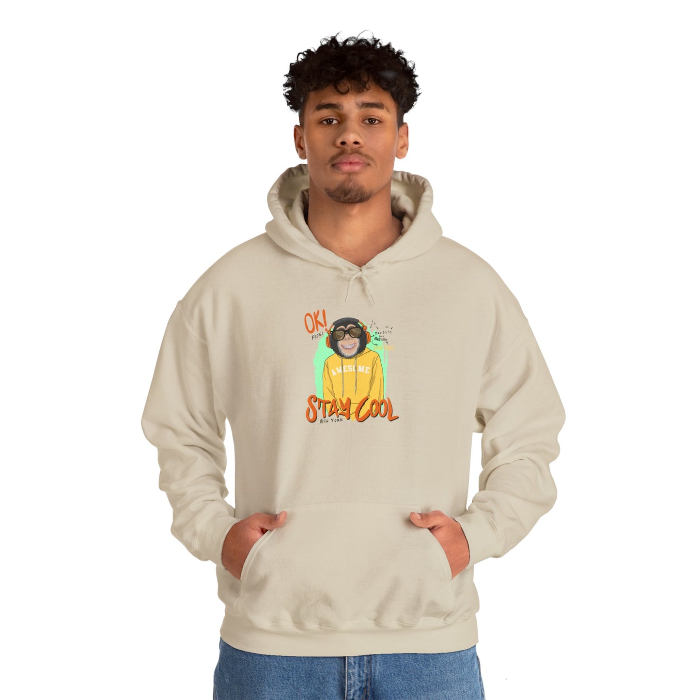 'Ok Stay Cool New York' Monkey - Unisex hoodies