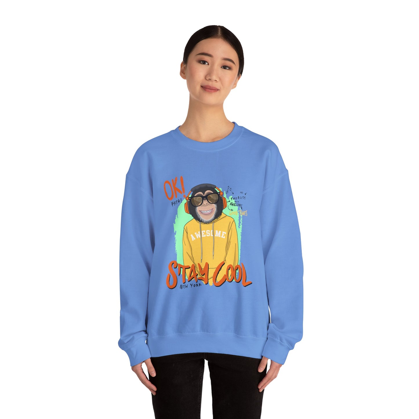 'Ok Stay Cool New York' Monkey - Unisex Sweatshirt