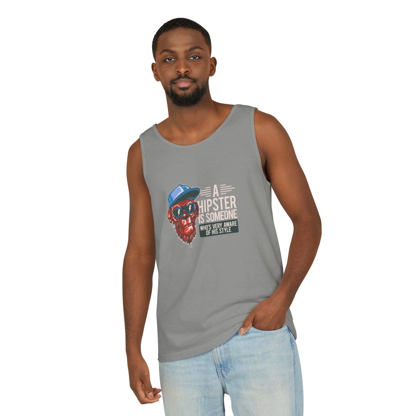 'A Hipster Is Someone Who’s Very Aware of His Style' With Monkey  - Unisex  Tank Top