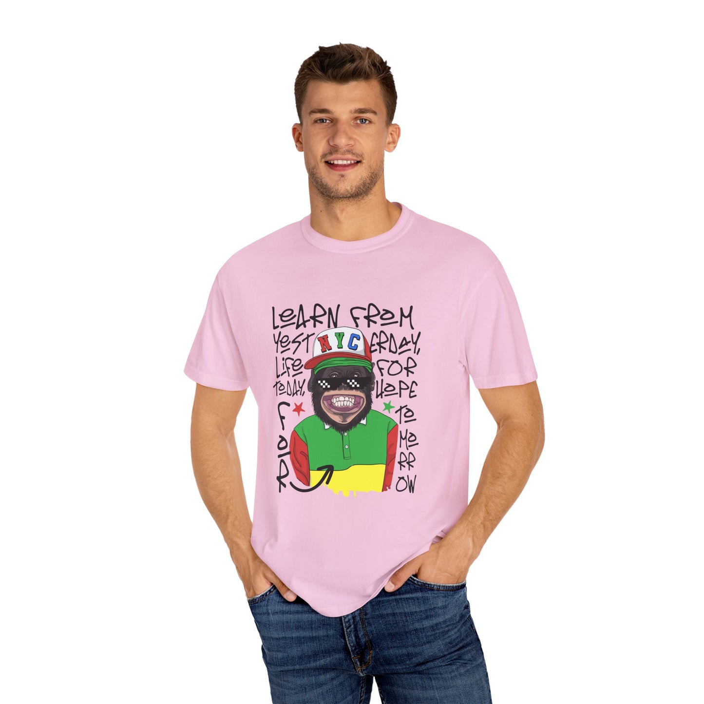 'Learn From Yesterday Life' With Monkey - Unisex T-Shirt