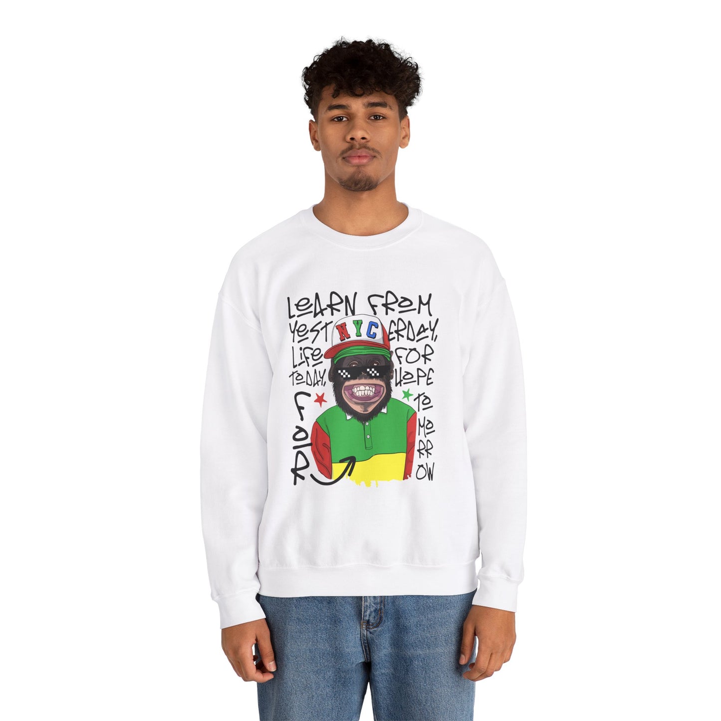 'Learn From Yesterday Life' With Monkey - Unisex Sweatshirt
