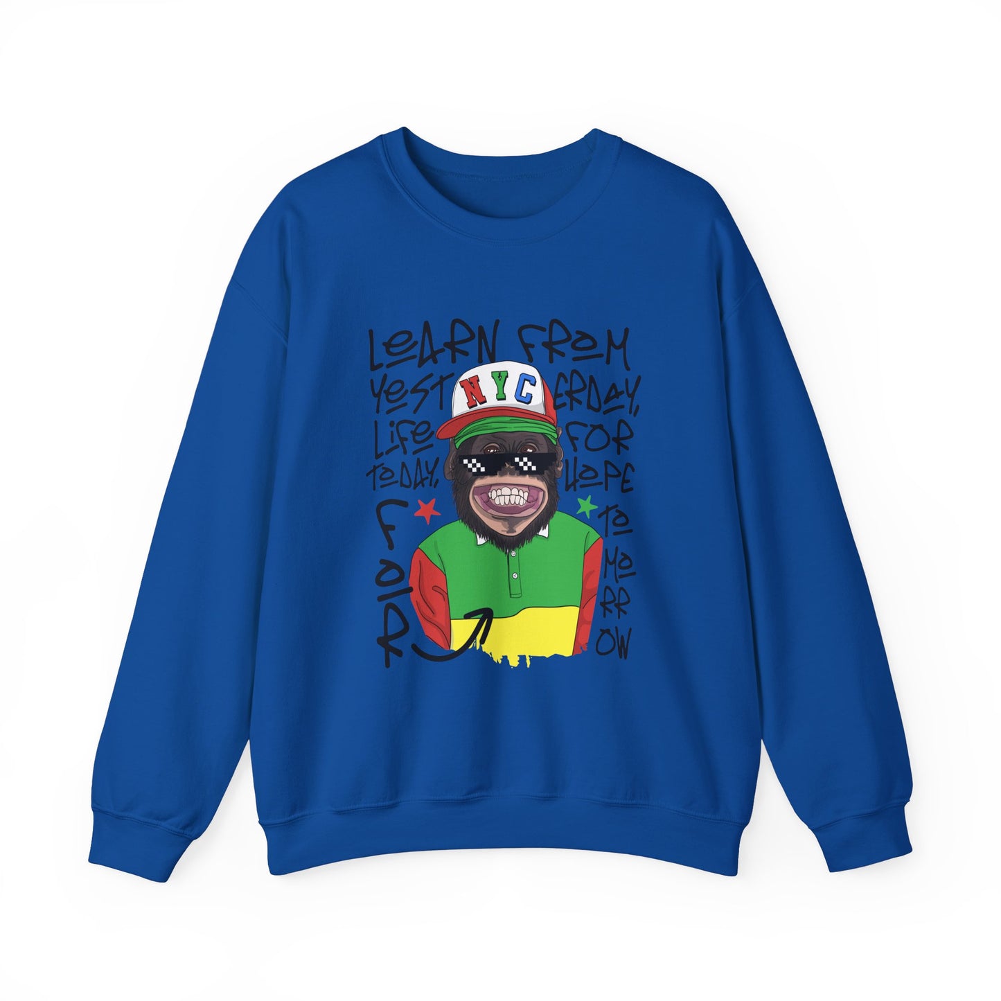 'Learn From Yesterday Life' With Monkey - Unisex Sweatshirt