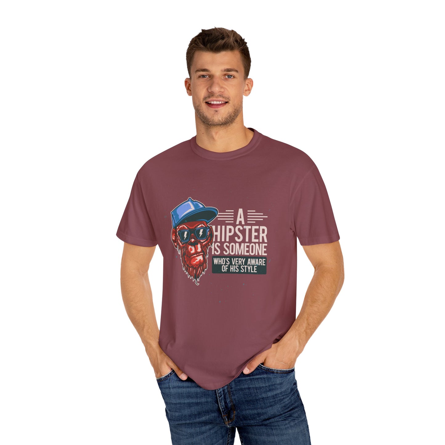 'A Hipster Is Someone Who’s Very Aware of His Style' With Monkey - Unisex T-Shirt