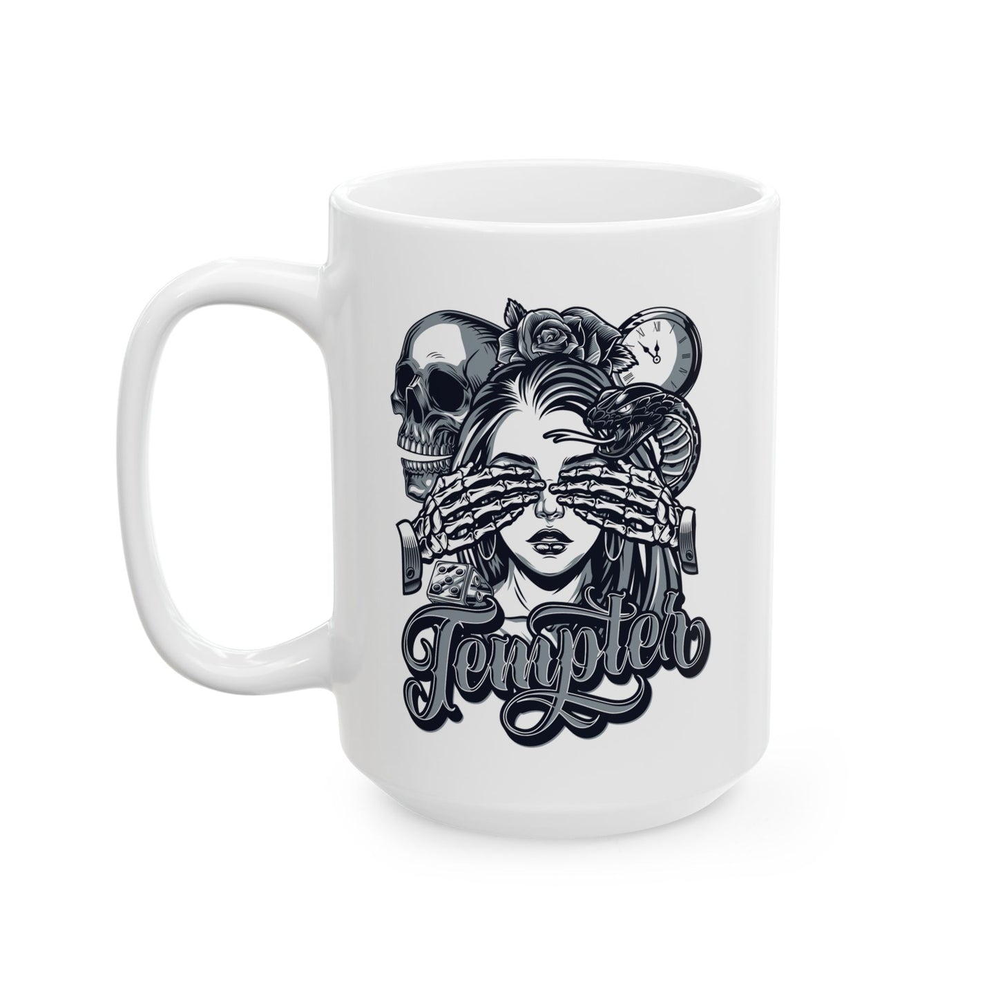 'Tempted Skull & Rose' Ceramic Mug - 11oz & 15oz Coffee Cup
