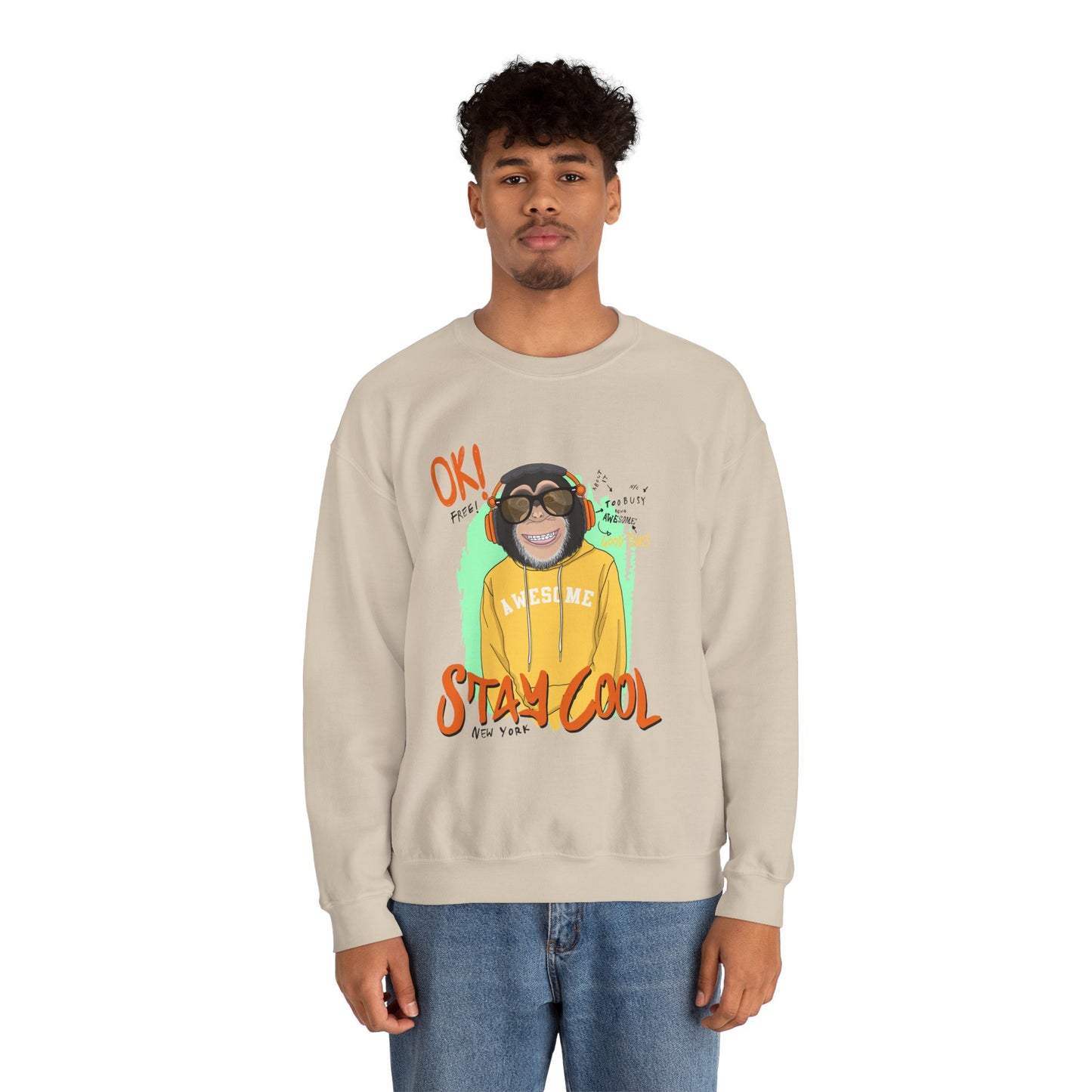 'Ok Stay Cool New York' Monkey - Unisex Sweatshirt