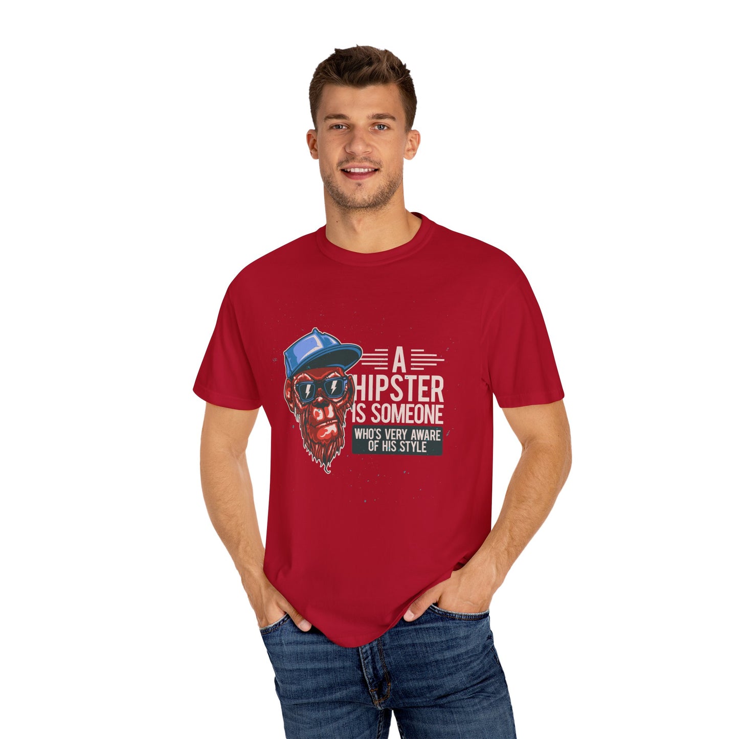 'A Hipster Is Someone Who’s Very Aware of His Style' With Monkey - Unisex T-Shirt